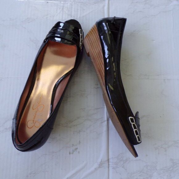 NWT Jessica simpson patent leather wedge heels 10 - Picture 2 of 10